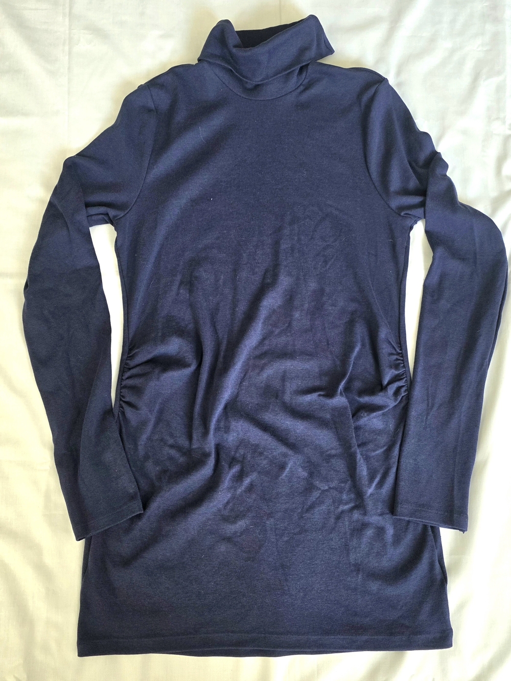 Gap Maternity Ruched Side Turtleneck Top Tunic Navy Blue Small Layering Basic